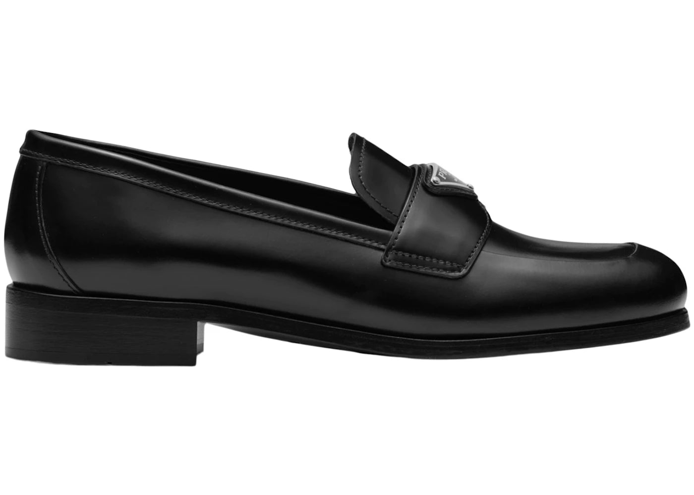 Prada 25mm Penny Loafer Black Brushed Leather