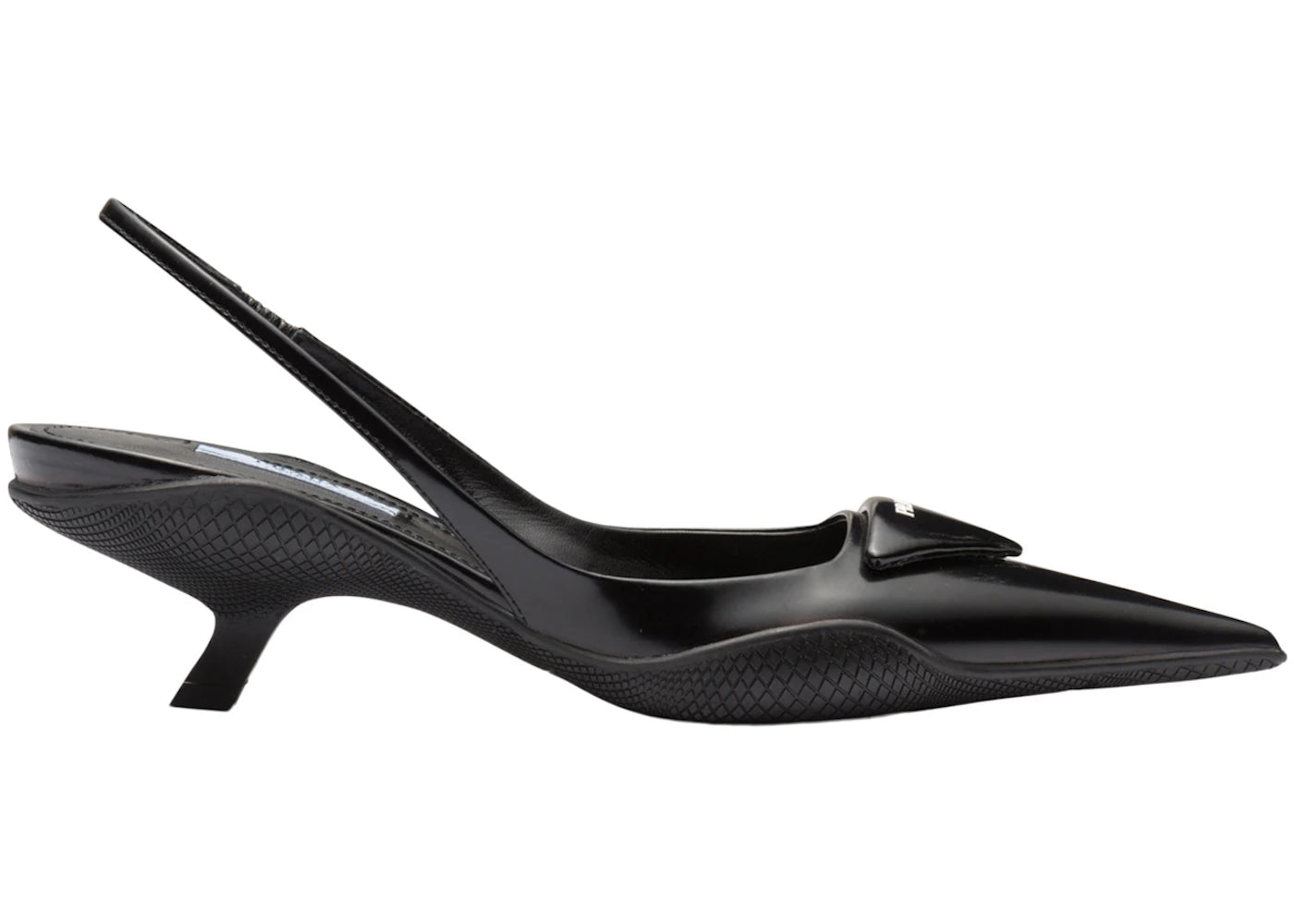 Prada 30mm Sling-Back Pumps Black Brushed Leather