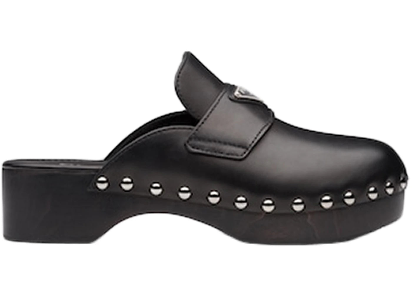 Prada 45mm Studded Clogs Black Leather