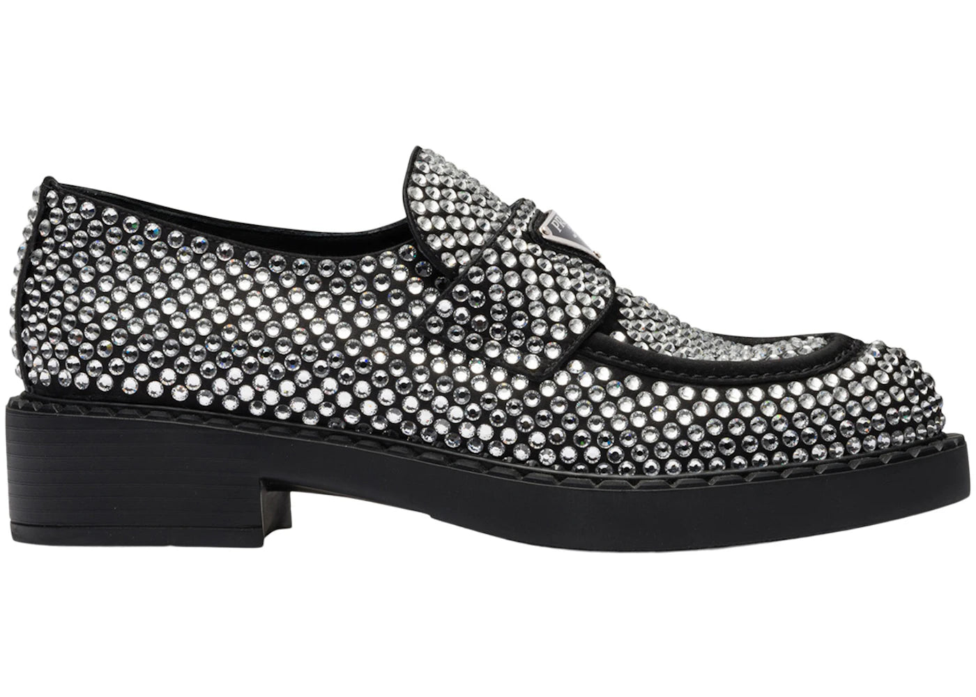 Prada 50mm Crystal Loafer Black Satin