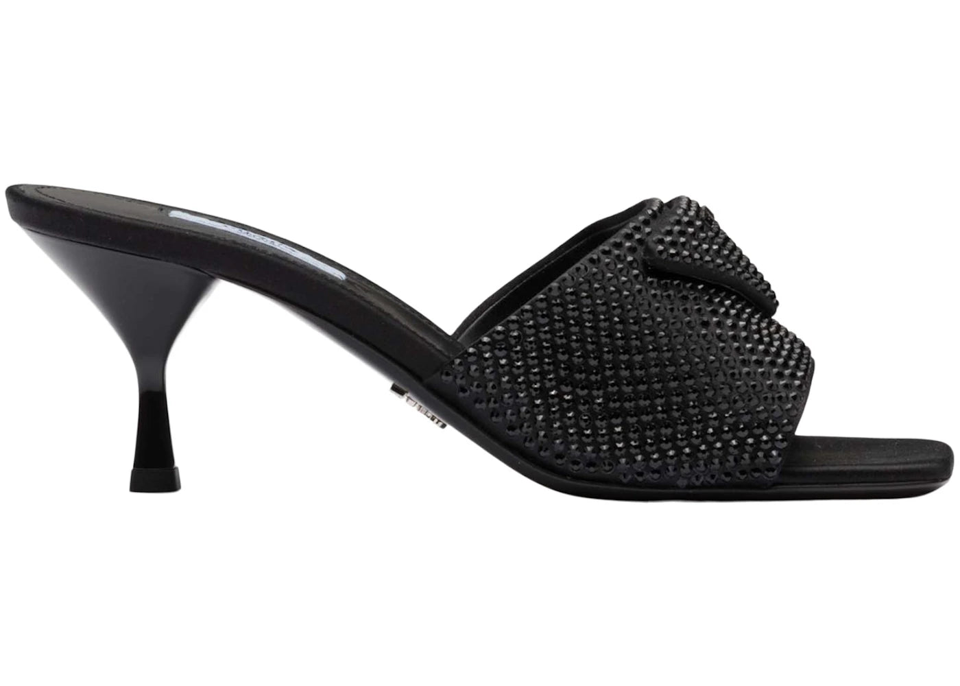 Prada 65mm Heeled Sandals Black Crystal Satin