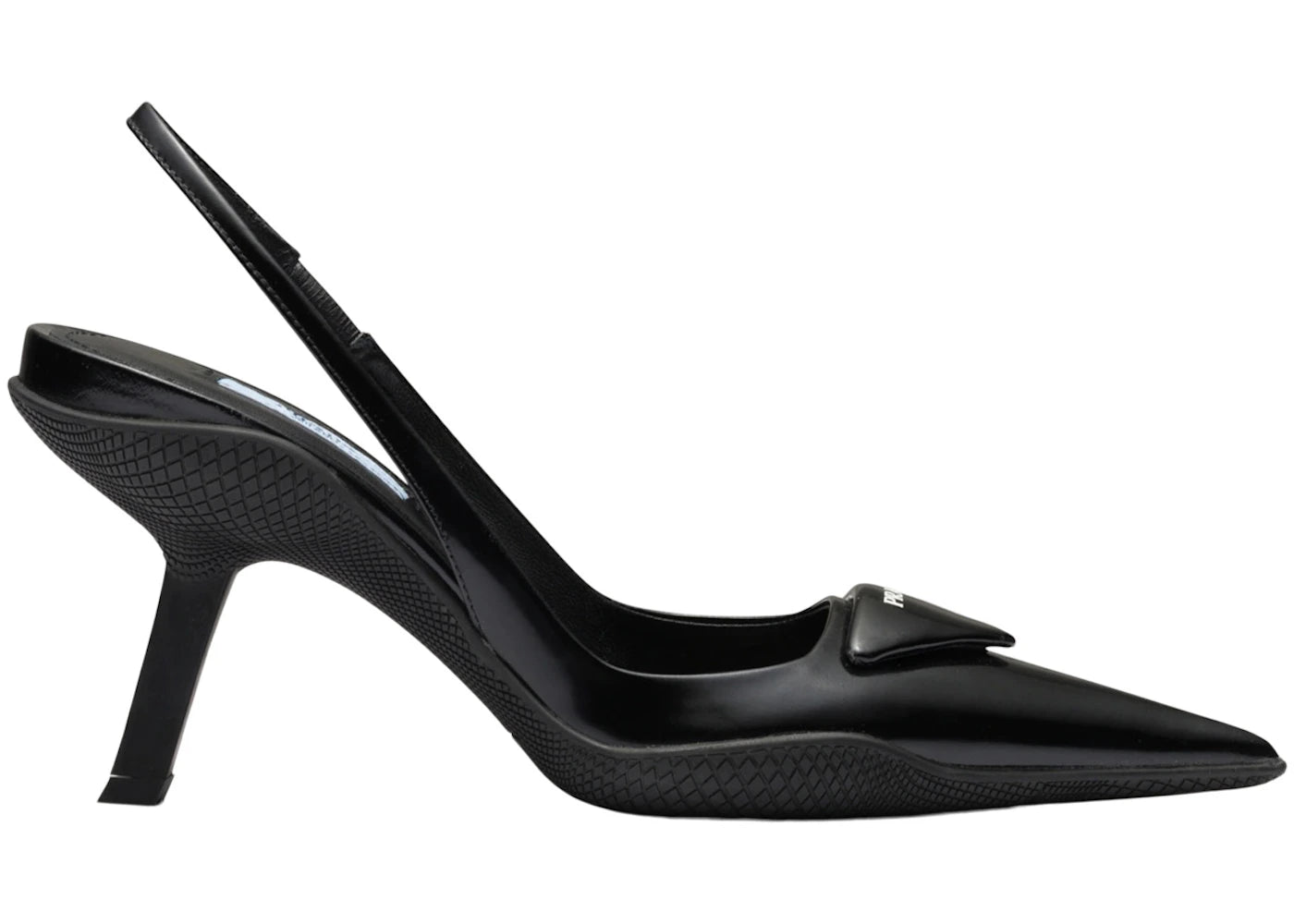 Prada 65mm Sling-Back Pumps Black Brushed Leather