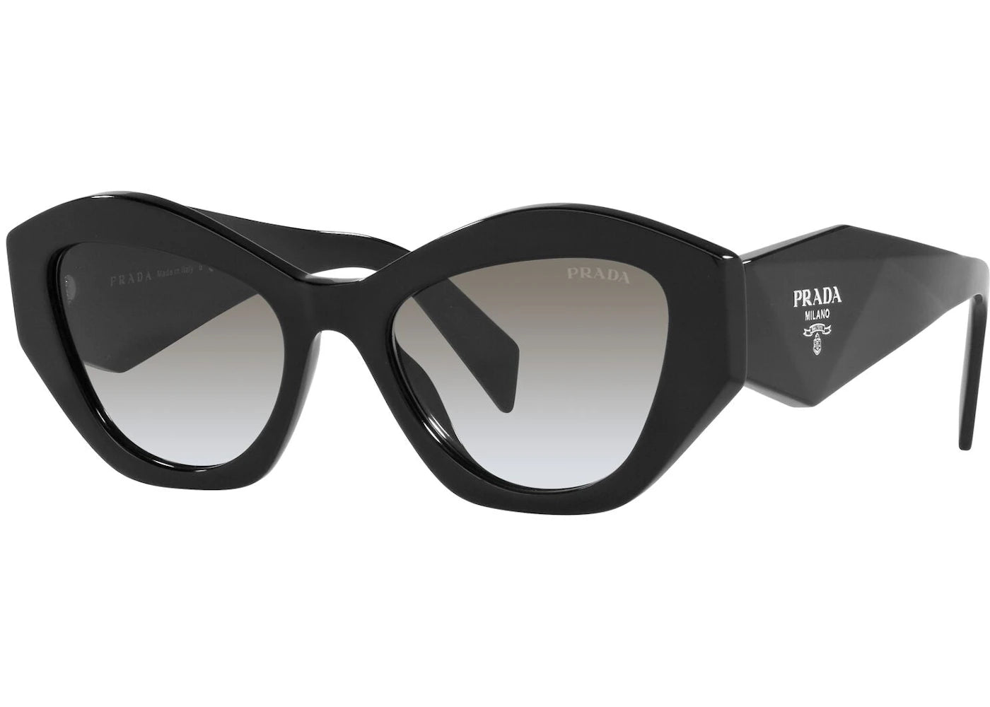 Prada Beveled Logo Oval Sunglasses Black/Silver (SPR20Z 1AB-5S0)