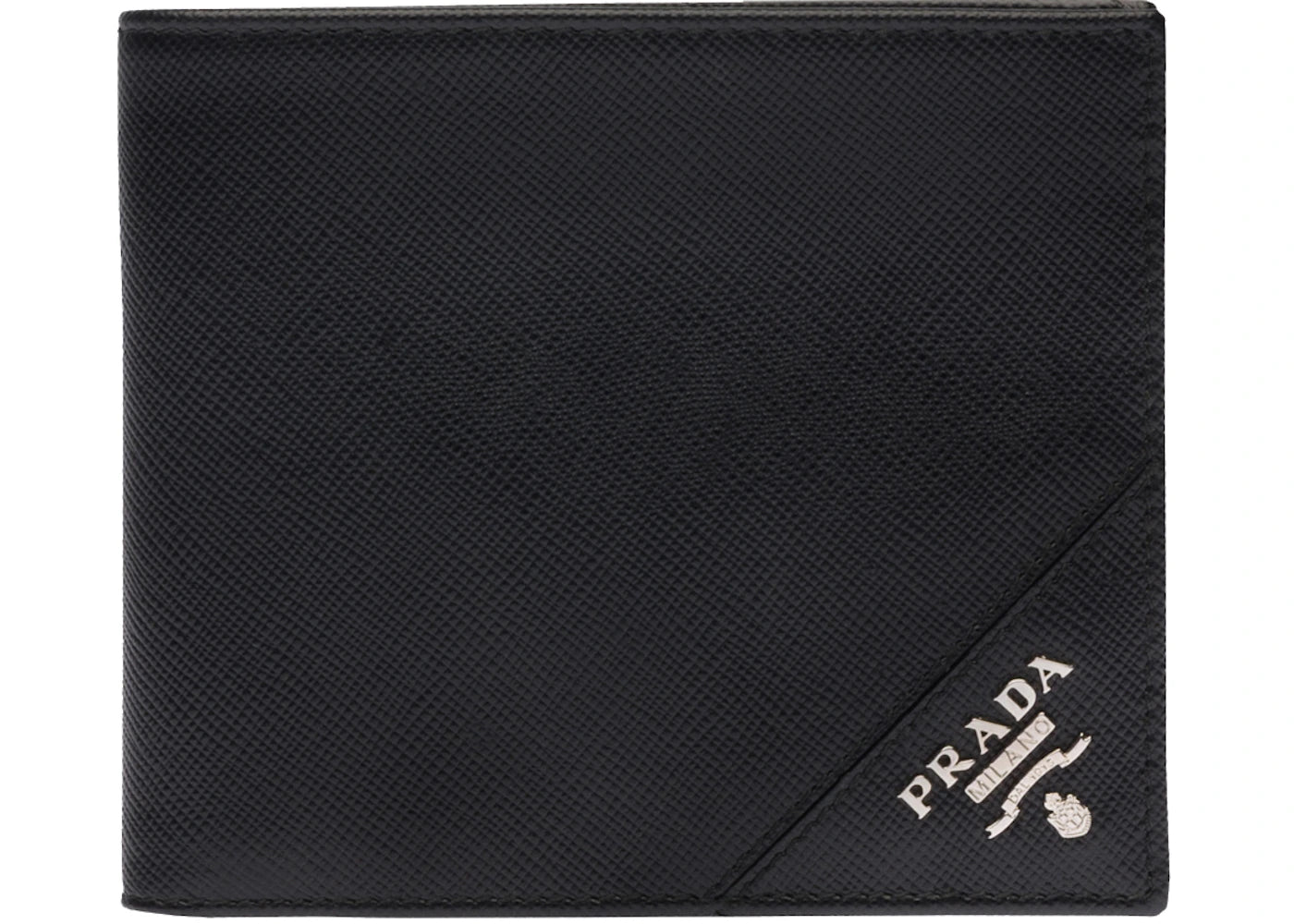 Prada Bi-Fold Wallet Saffiano Leather Nero/Baltico