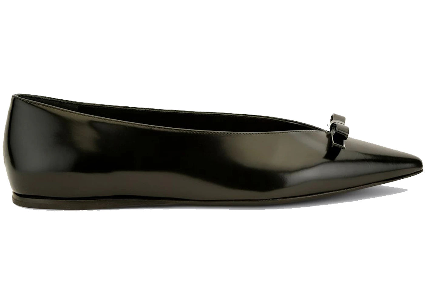 Prada Black Bow Flats Black Patent Leather