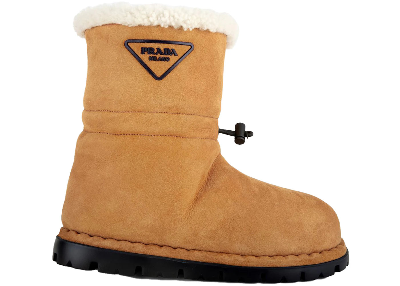 Prada Blow Shearling Boot Brown Leather