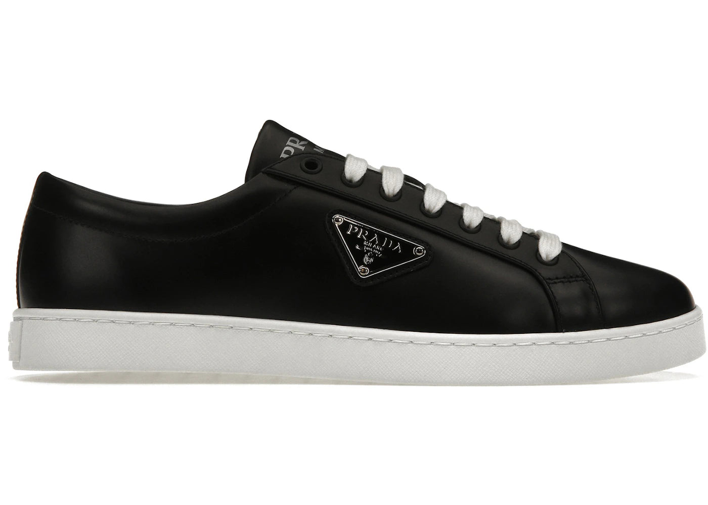 Prada Brushed Sneakers Leather Black Black White