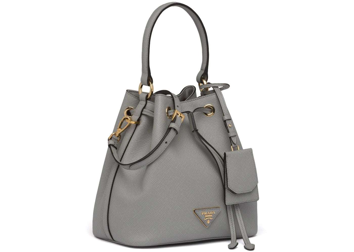 Prada Bucket Bag Saffiano Leather Gold-tone Gray