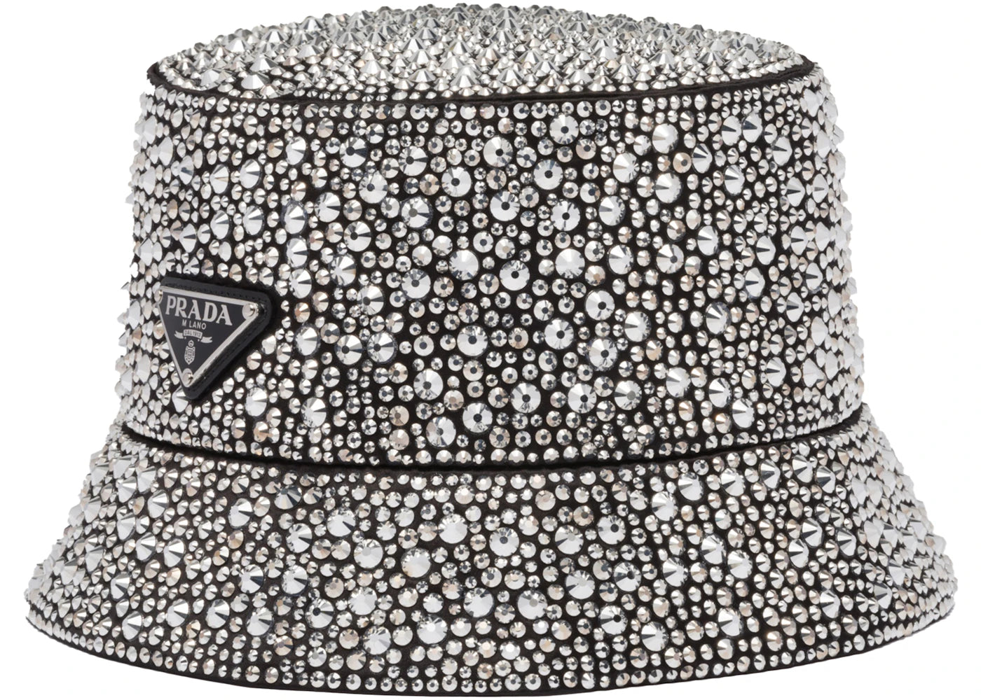 Prada Logo Bucket Hat With Crystals Metal