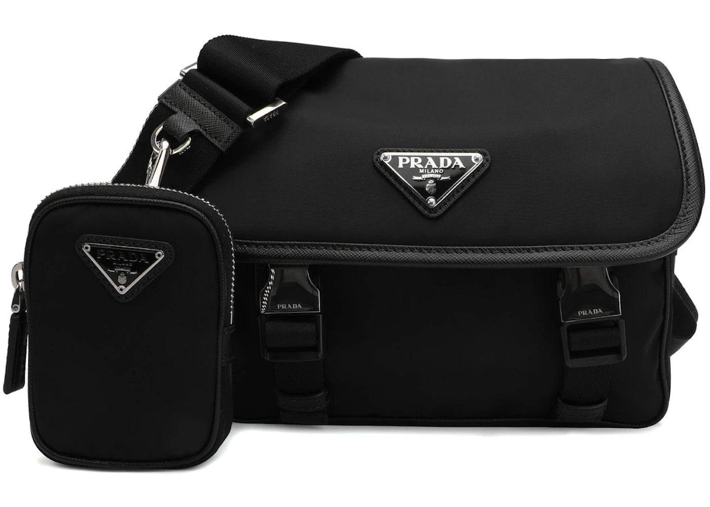 Prada Buckled Satchel Shoulder Bag Black