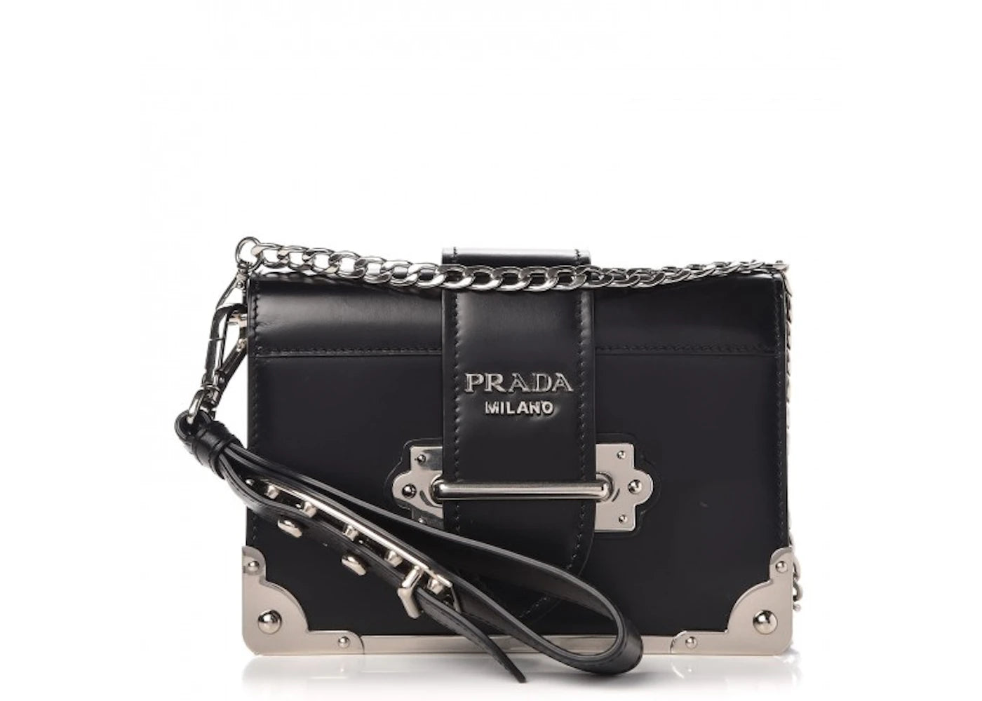 Prada Cahier Convertible Chain Wristlet Black