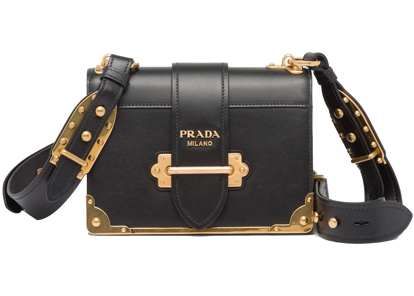 Prada Cahier Leather Bag Black
