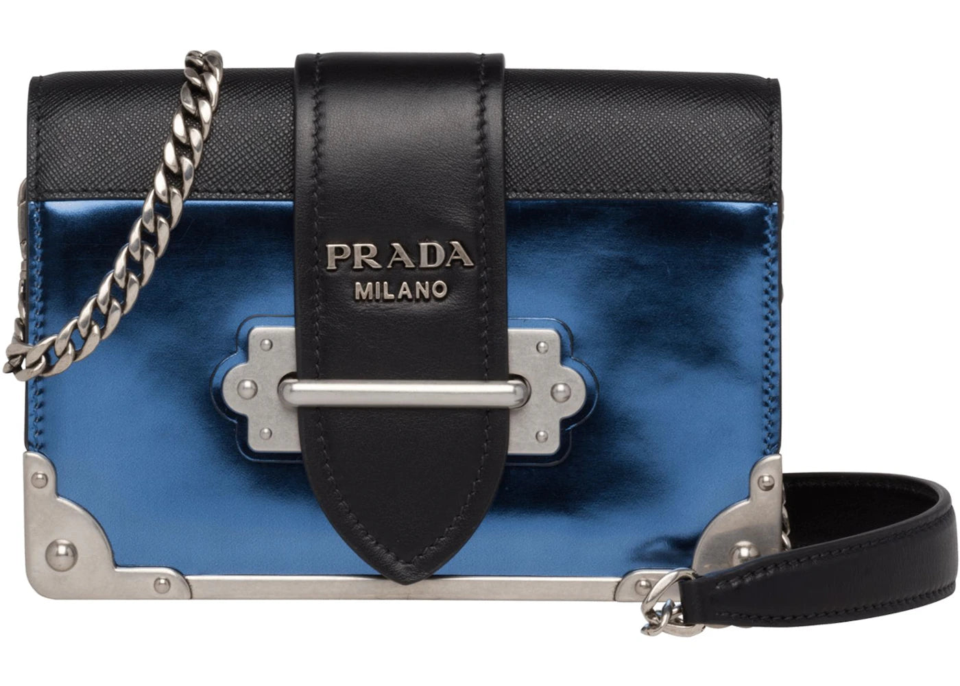Prada Cahier Metallic Chain Blue