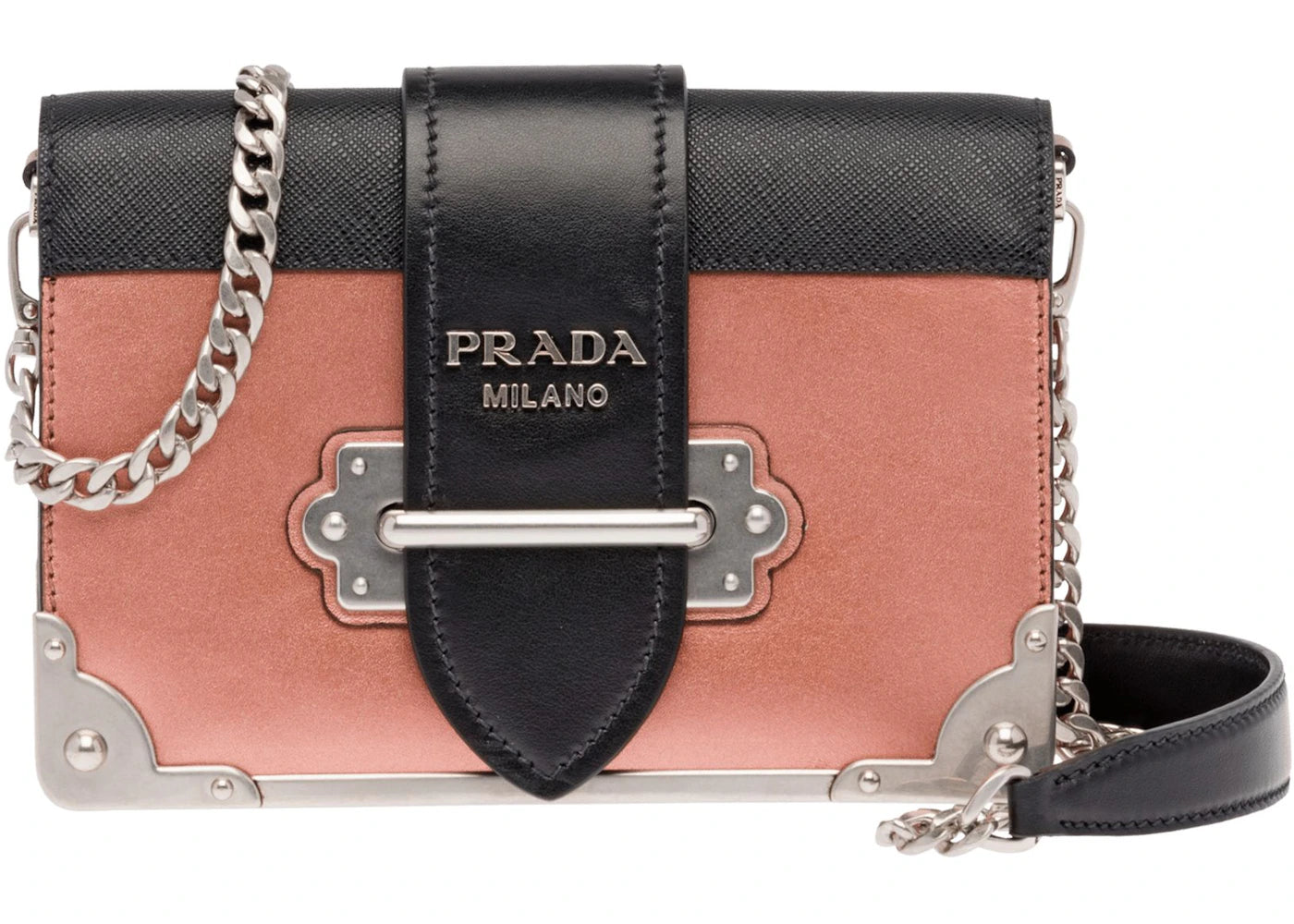 Prada Cahier Metallic Chain Rose Gold