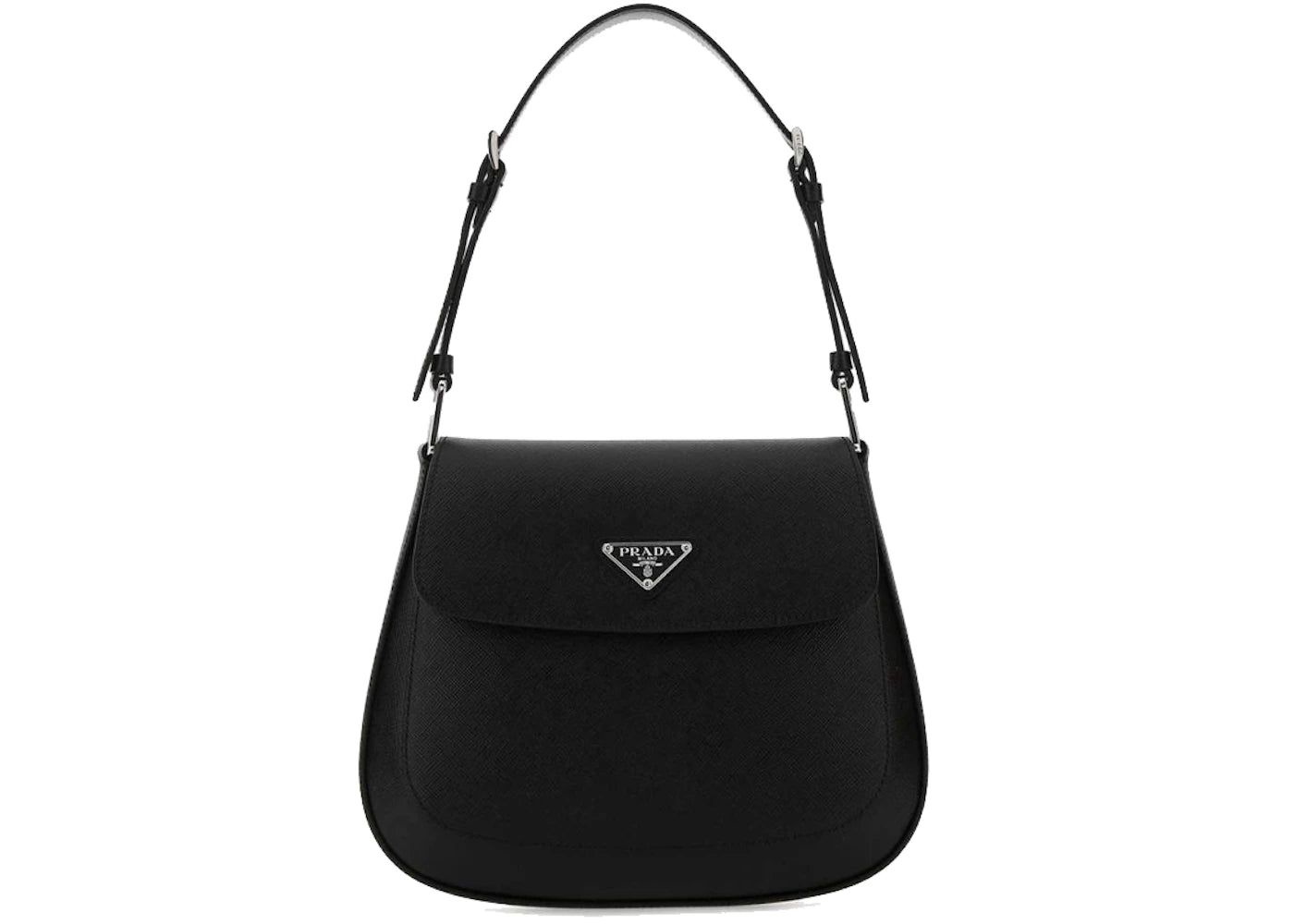 Prada Cleo Front-Flap Shoulder Bag Black