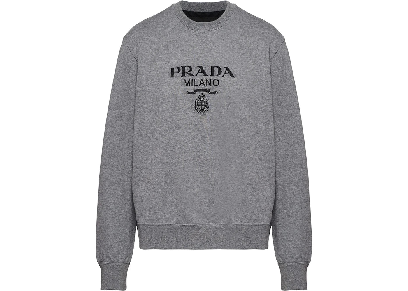 Prada Cotton Jersey Logo Crewneck Sweatshirt Grey/Black