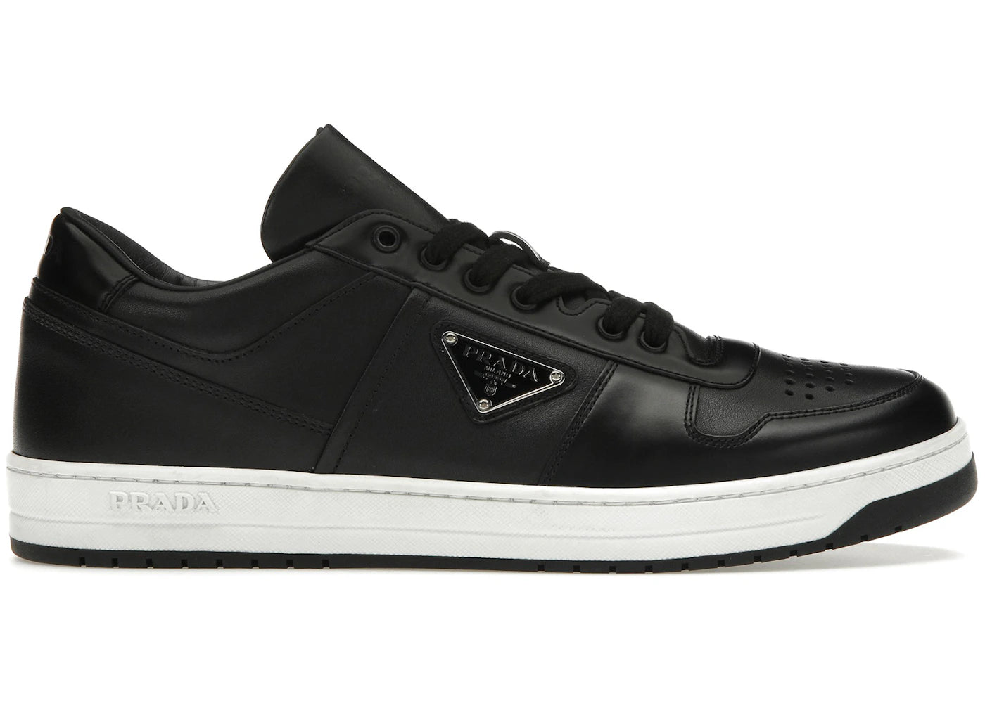 Prada Downtown Low Top Sneakers Leather Black Black White