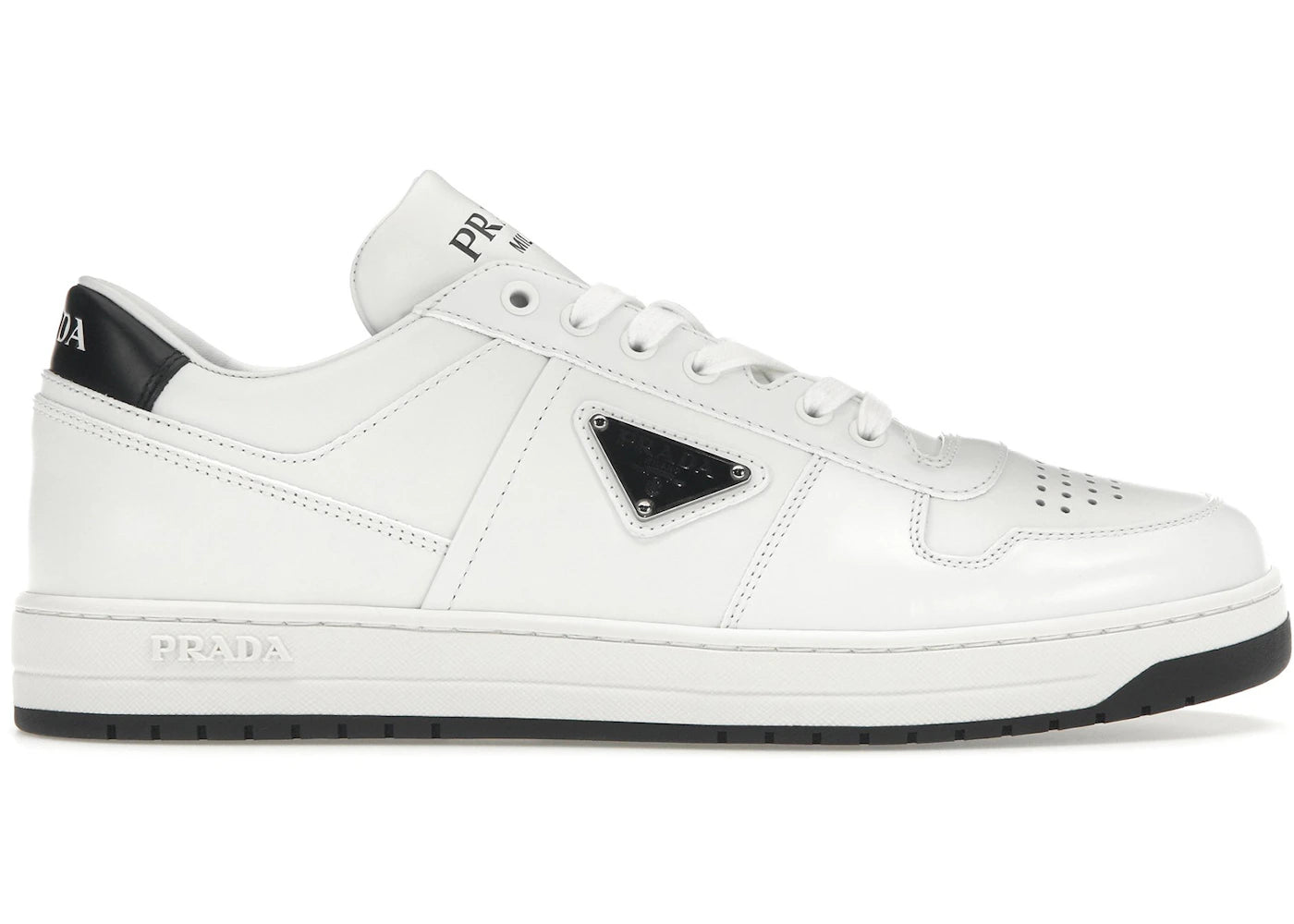 Prada Downtown Low Top Sneakers Leather White White Black