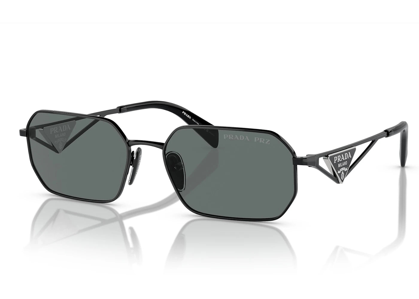 Prada Geometric Sunglasses Black/Black Grey (SPRA51 1AB-5Z1)