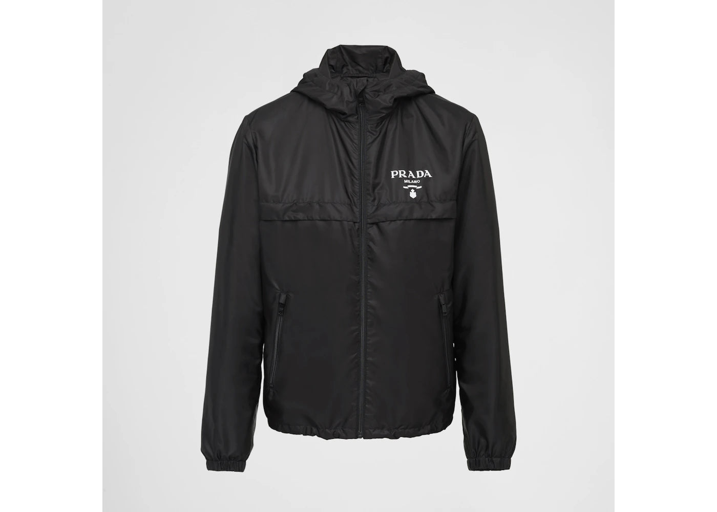 Prada Hooded Re-Nylon Windbreaker Jacket Black