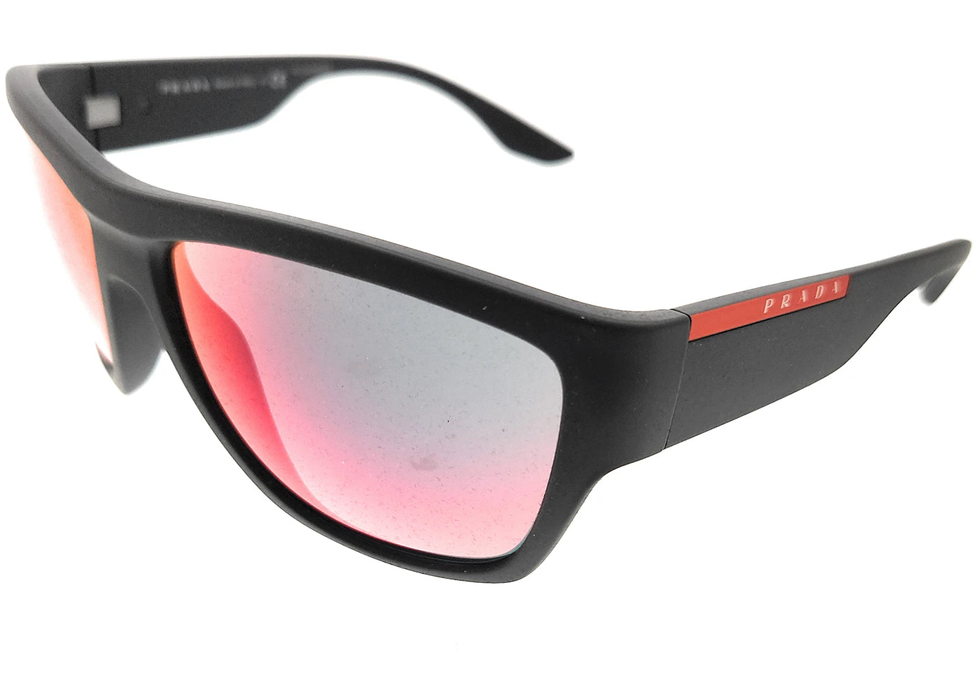 Prada Linea Rossa Rectangular Sunglasses Rubber Black/Dark Grey Mirror (0PS 08VS)