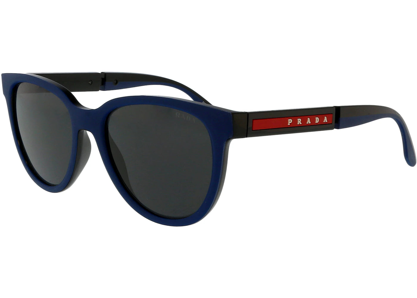 Prada Oval Sunglasses Navy Rubber/Dark Grey (0PS 05XS 02S06F)