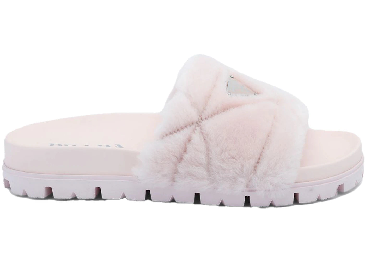Prada Quilted Slides Light Pink Fur