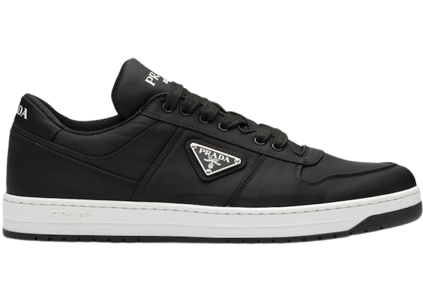 Prada Re-Nylon Gabardine Low Top Sneakers Black Black White