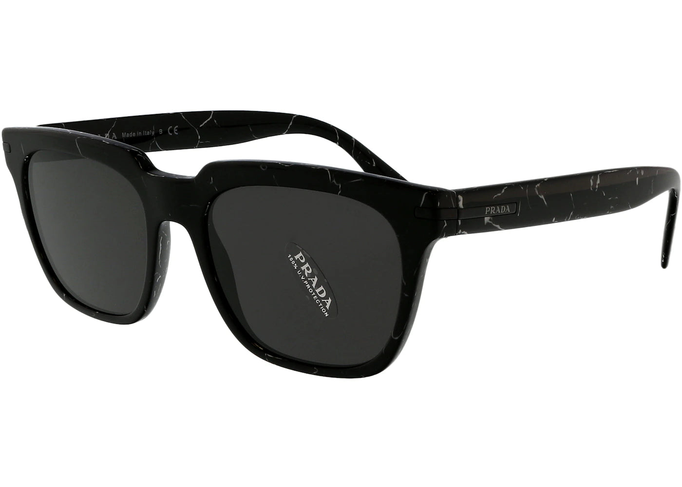 Prada Rectangular Sunglasses Black Marble/Dark Grey (0PR 04YS 05W731)