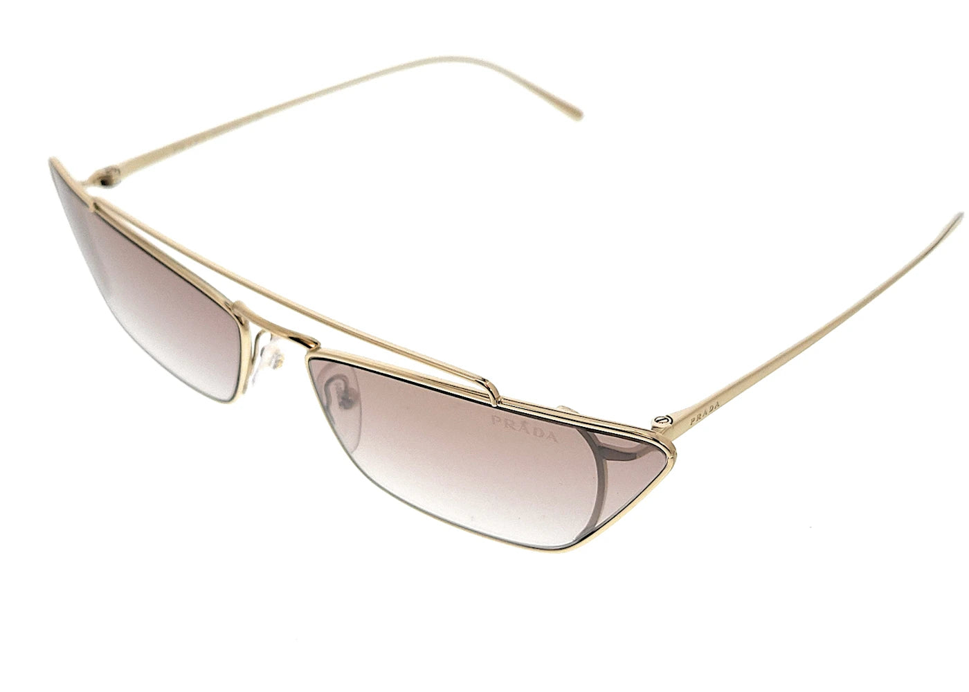 Prada Rectangular Sunglasses Gold/Brown/Brown Mirror-Silver Gradient (0PR 64US ZVN4O0)