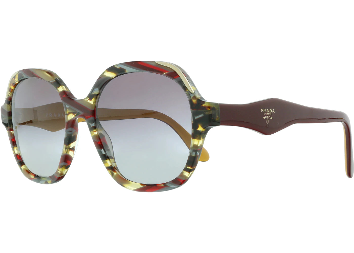 Prada Square Sunglasses Striped Bordeaux (0PR 06US TH63E2)