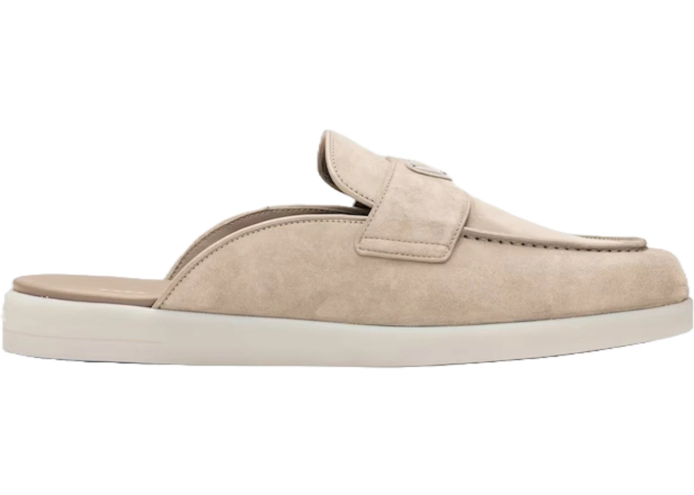 Prada Suede Sabots Slides Beige