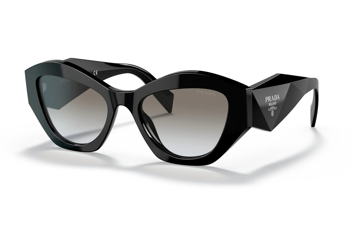 Prada Symbole Logo Irregular Sunglasses Black/Silver (SPR07Y 1AB-0A7)