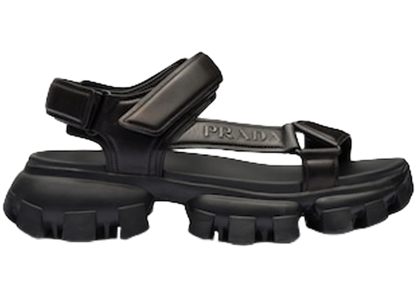 Prada Thunder Sport 50mm Sandals Black Nappa Leather