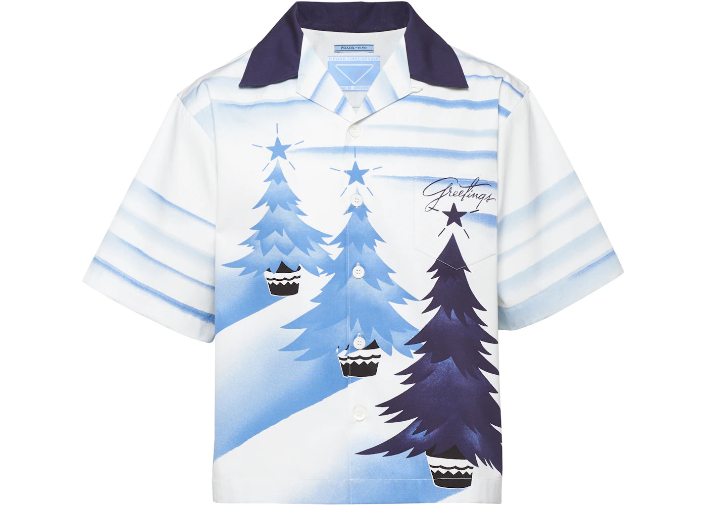 Prada Timecapsule December 2019 Poplin Shirt Navy