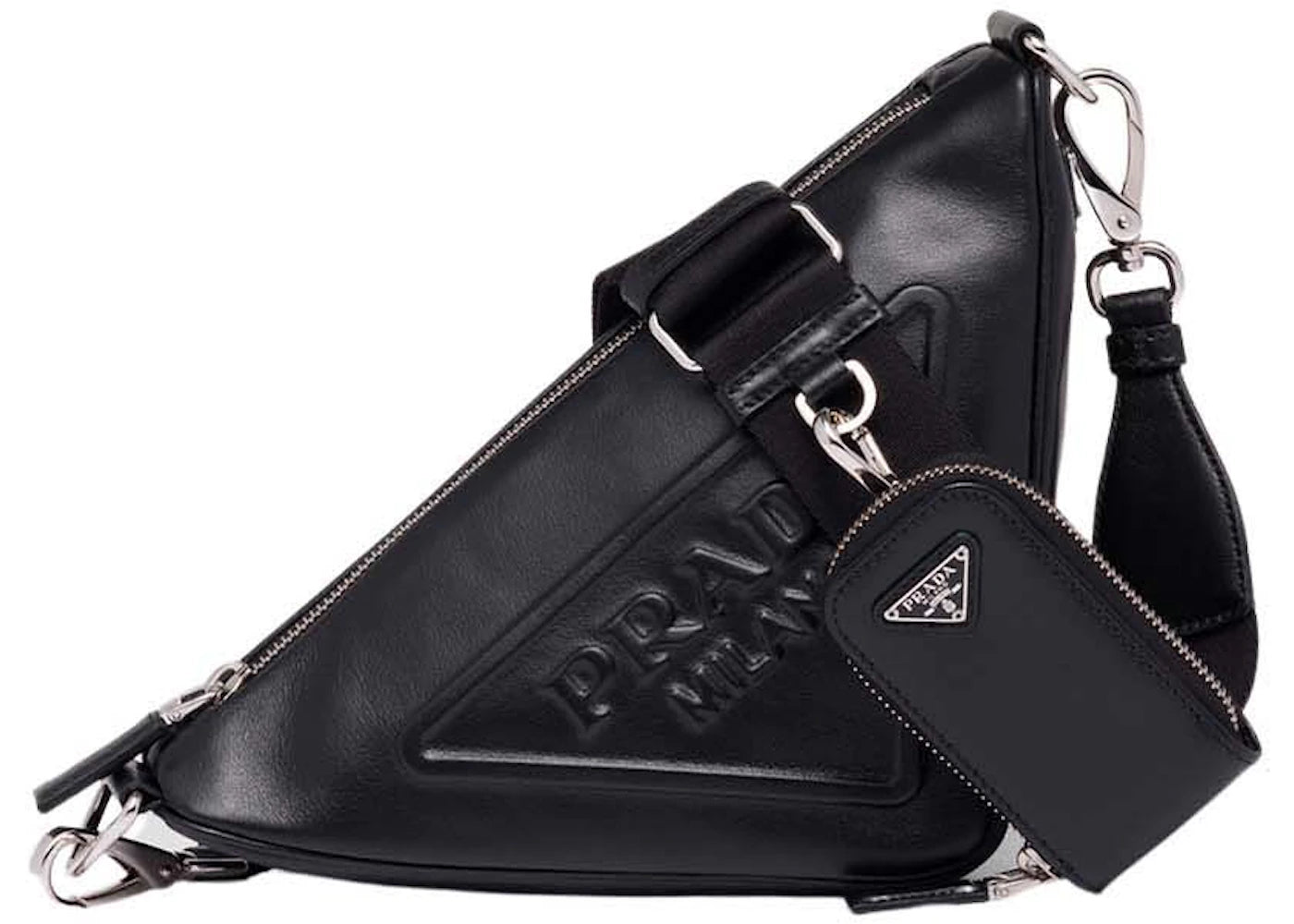 Prada Triangle Leather Shoulder Bag Black