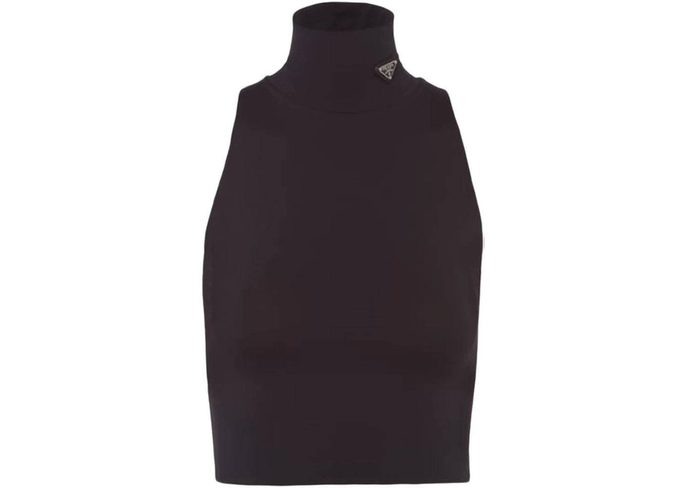 Prada Turtleneck Halter Stretch Jersey Top Black