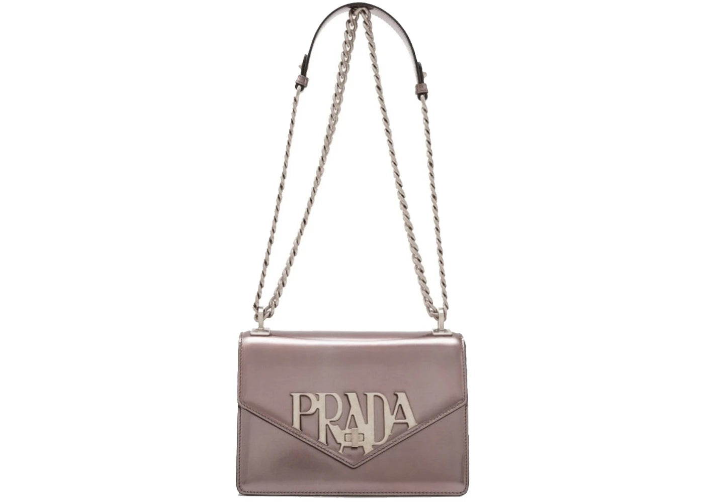 Prada Vitello Metallic Shoulder Bag Silver