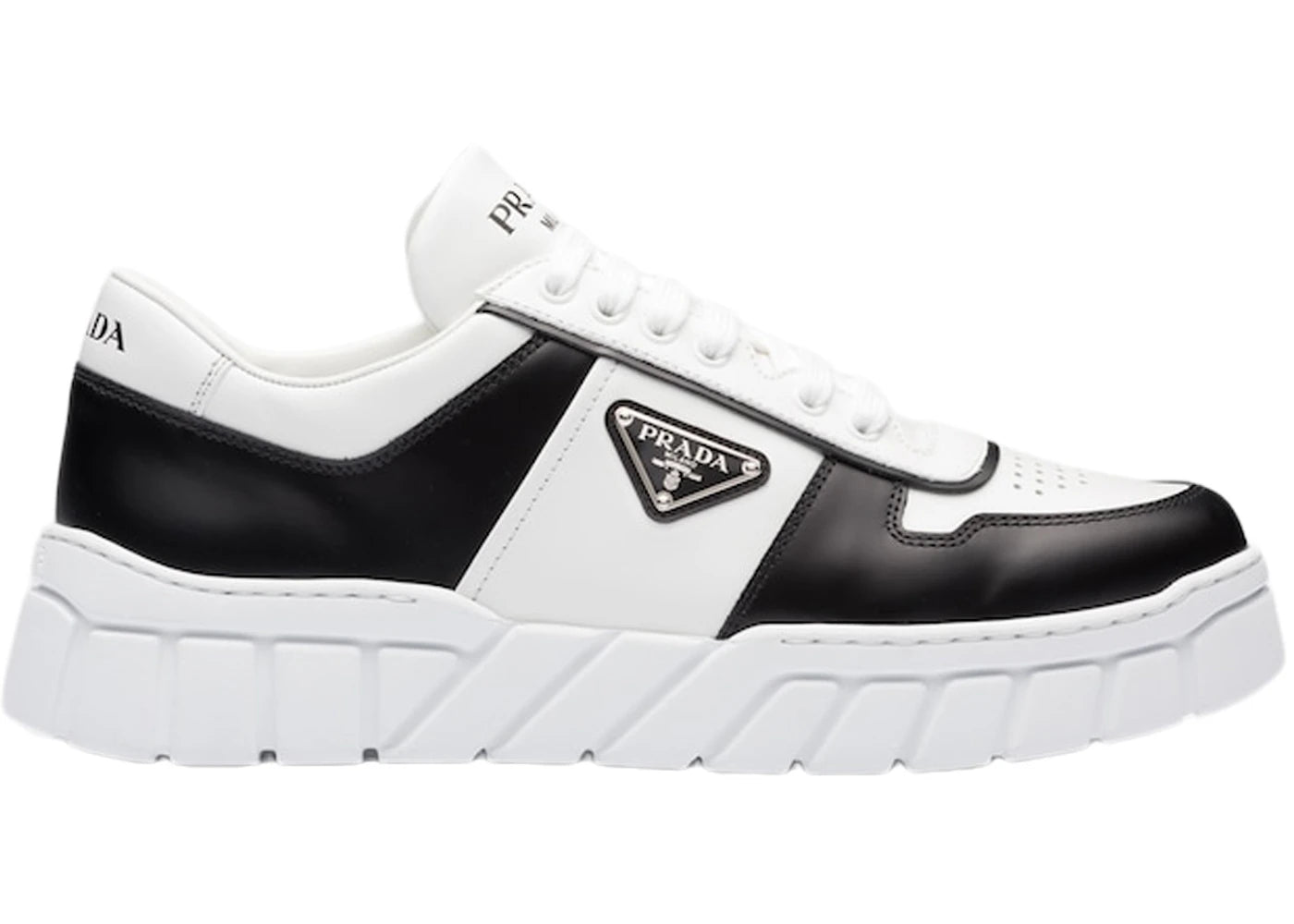 Prada Voluminous Sneakers Leather White Black