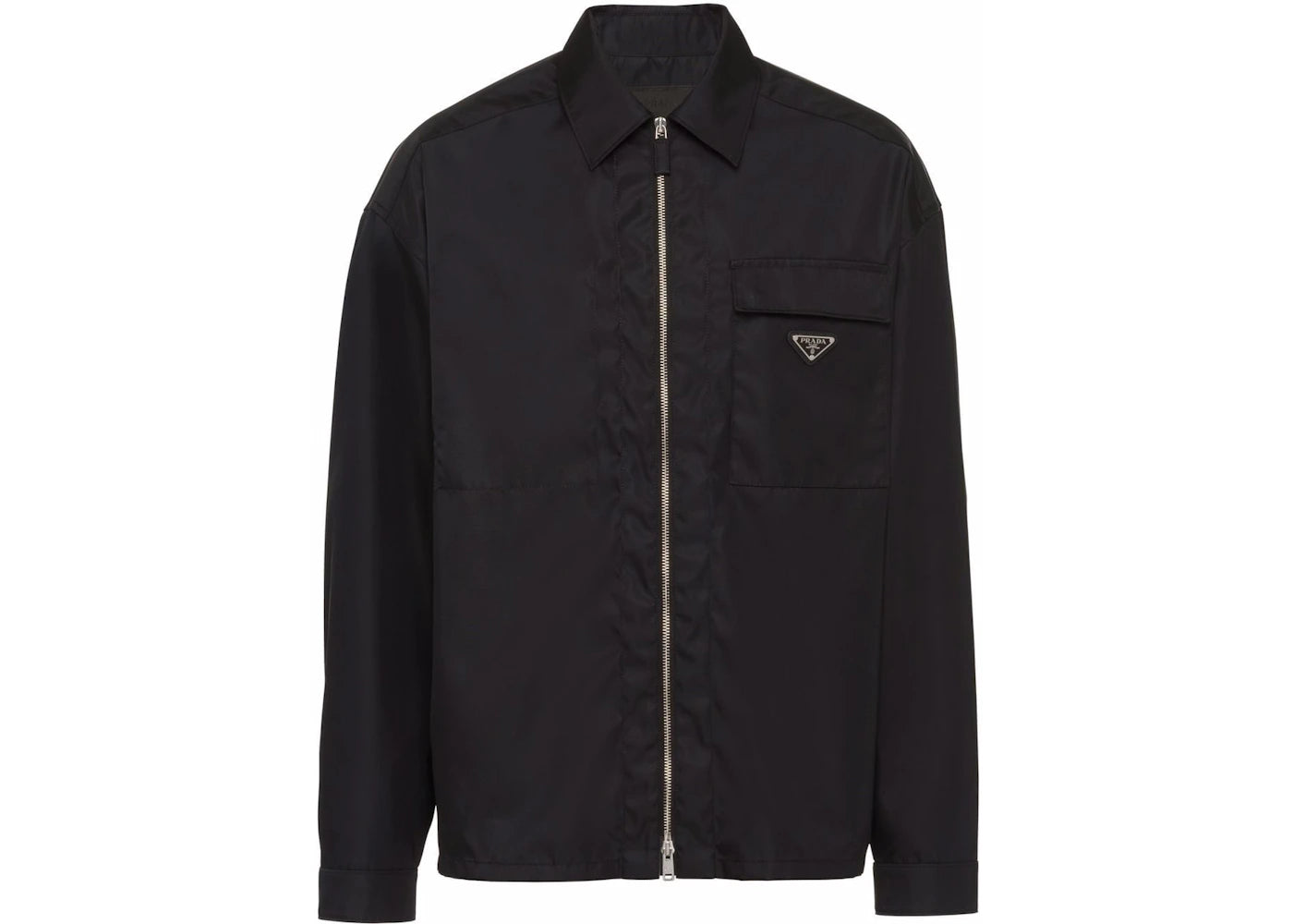 Prada Zip Up Long Sleeved Nylon Shirt Black