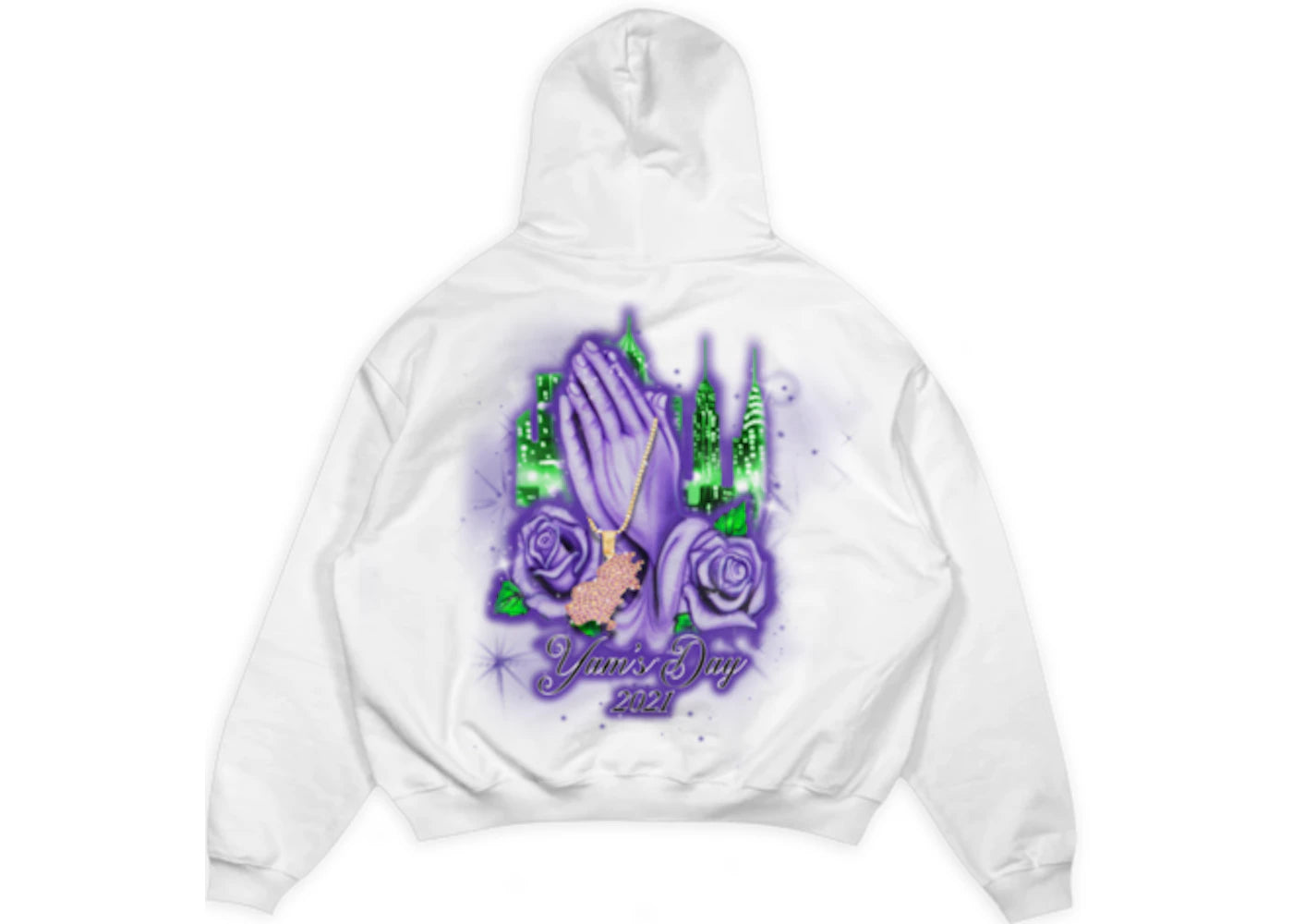 Psychworld Yams Day Praying Hands Hoodie White