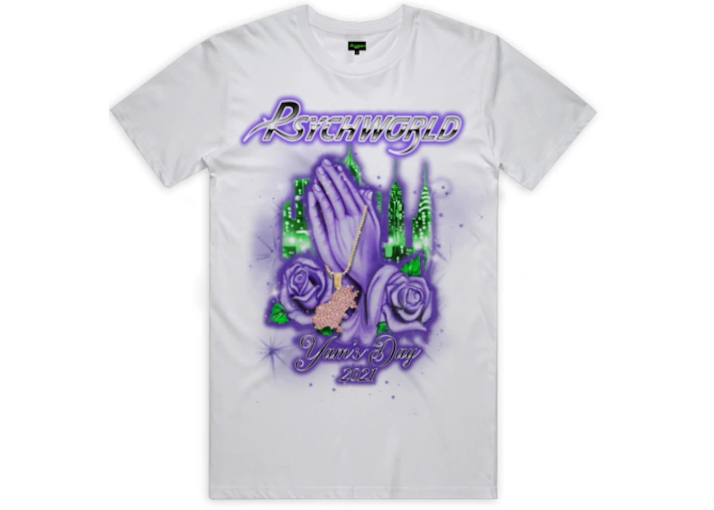 Psychworld Yams Day Praying Hands T-shirt White