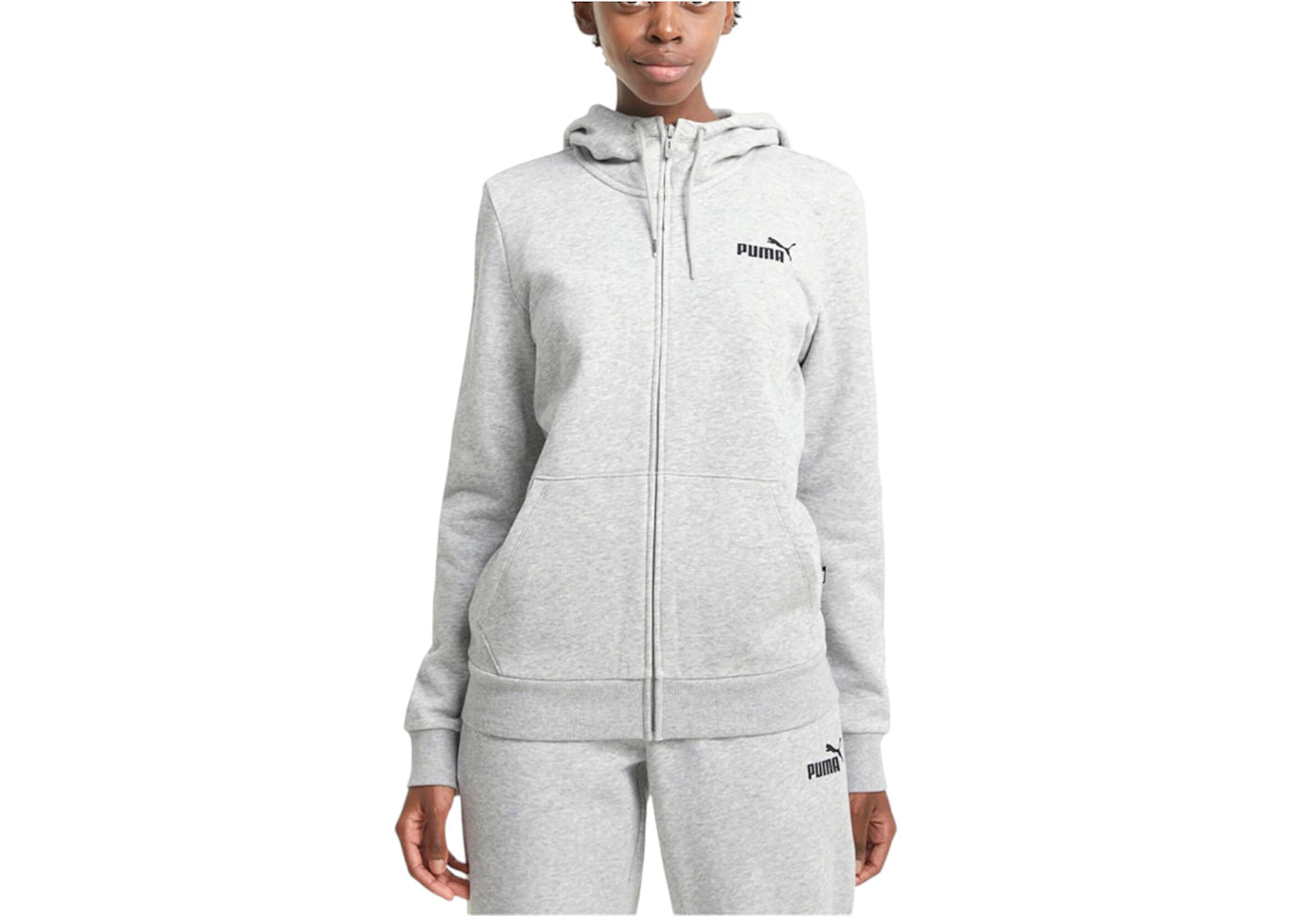Puma Women's Ess Small Logo Full-Zip Hoodie Light Gray Heather