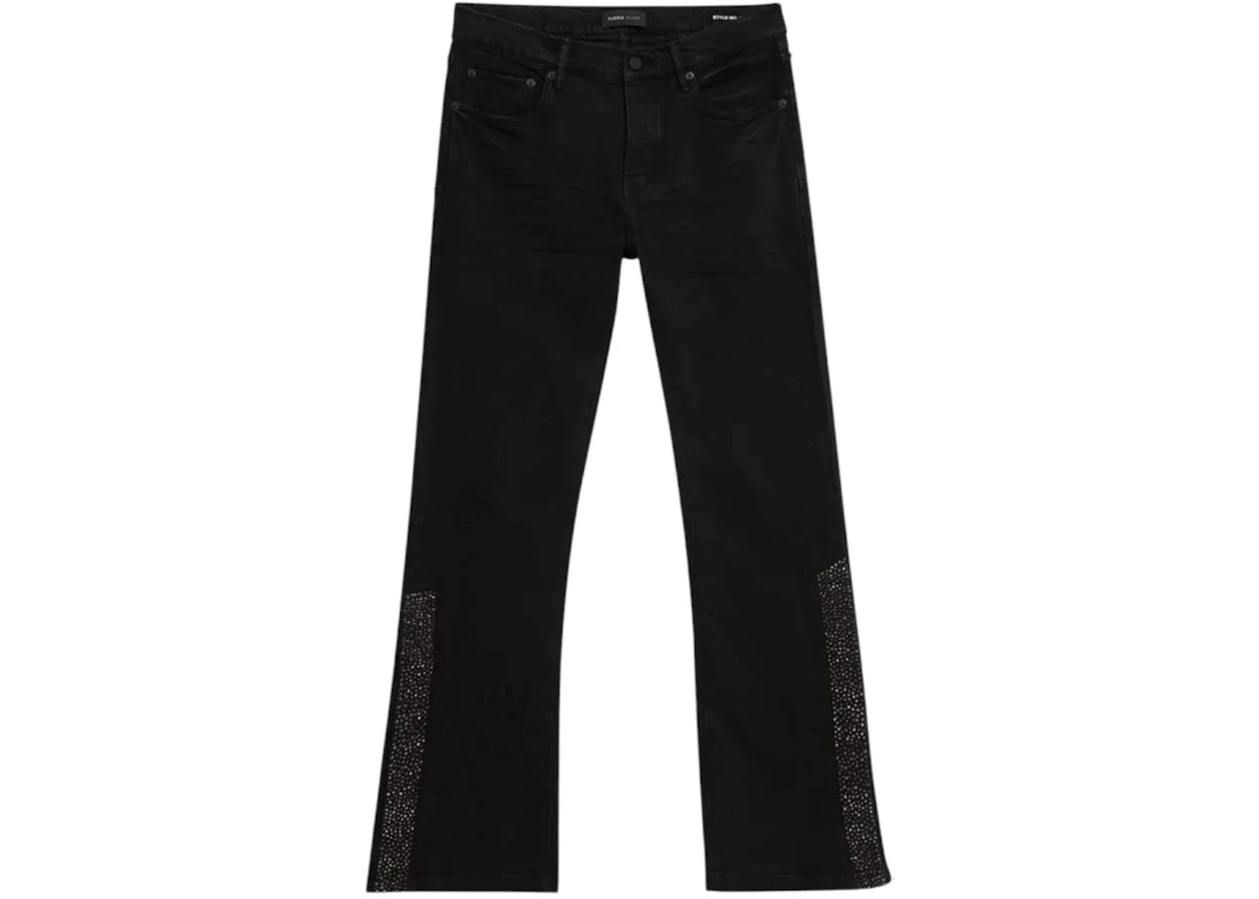 Purple Brand Flare Crystal Side Snap Jeans Black