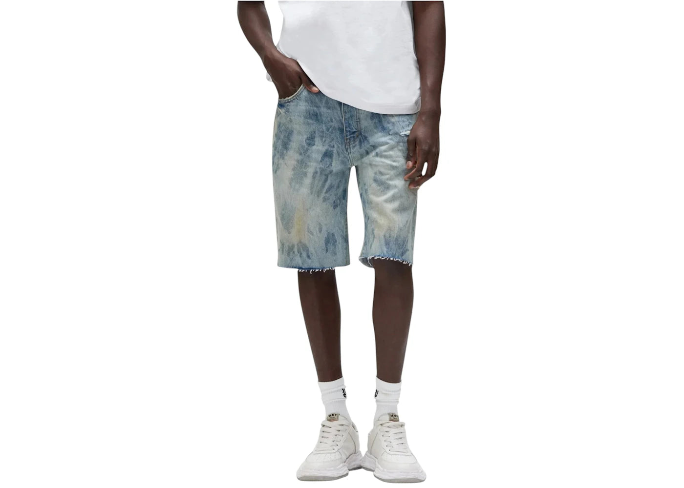 Purple Brand Grunge Print Shorts Indigo