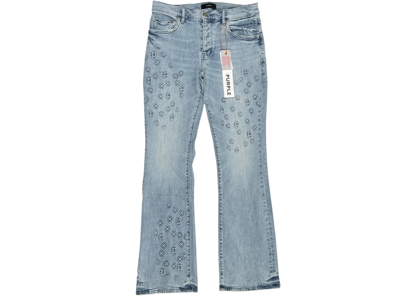 Purple Brand P004-FOBL425 Flare Mono Embossed Jeans Indigo