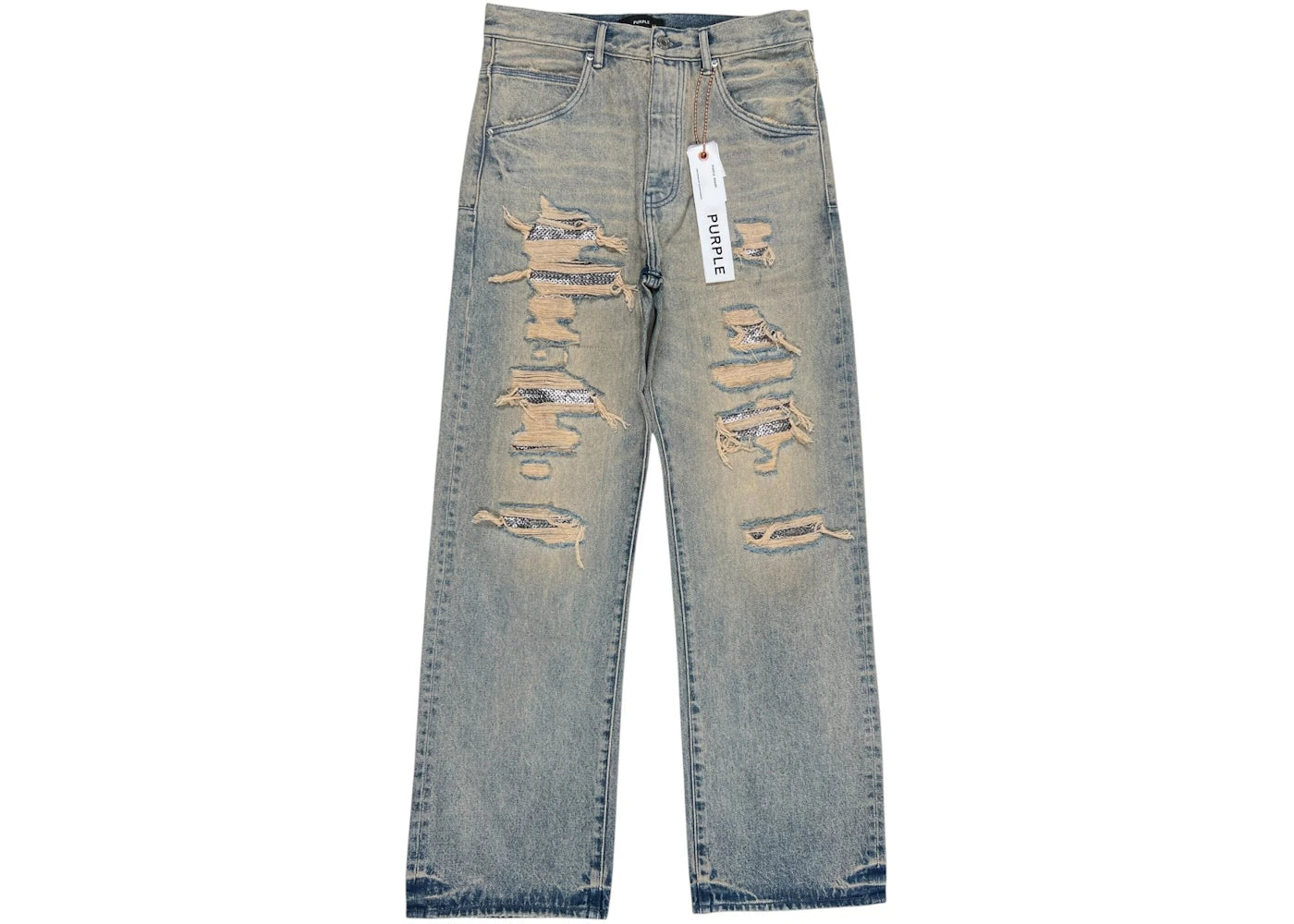 Purple Brand P018-TNSQ126 Tinted Sequin Repair Jeans Indigo