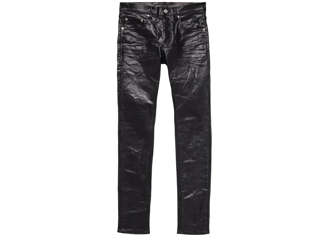 Purple Brand Patent Leather Film Skinny Jeans Black