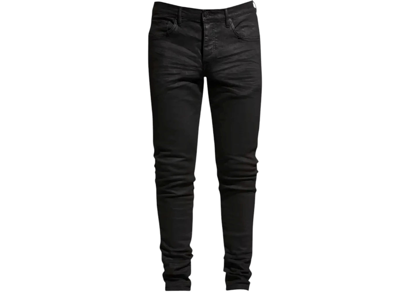 Purple Brand Skinny Crackle Coated Jean Black