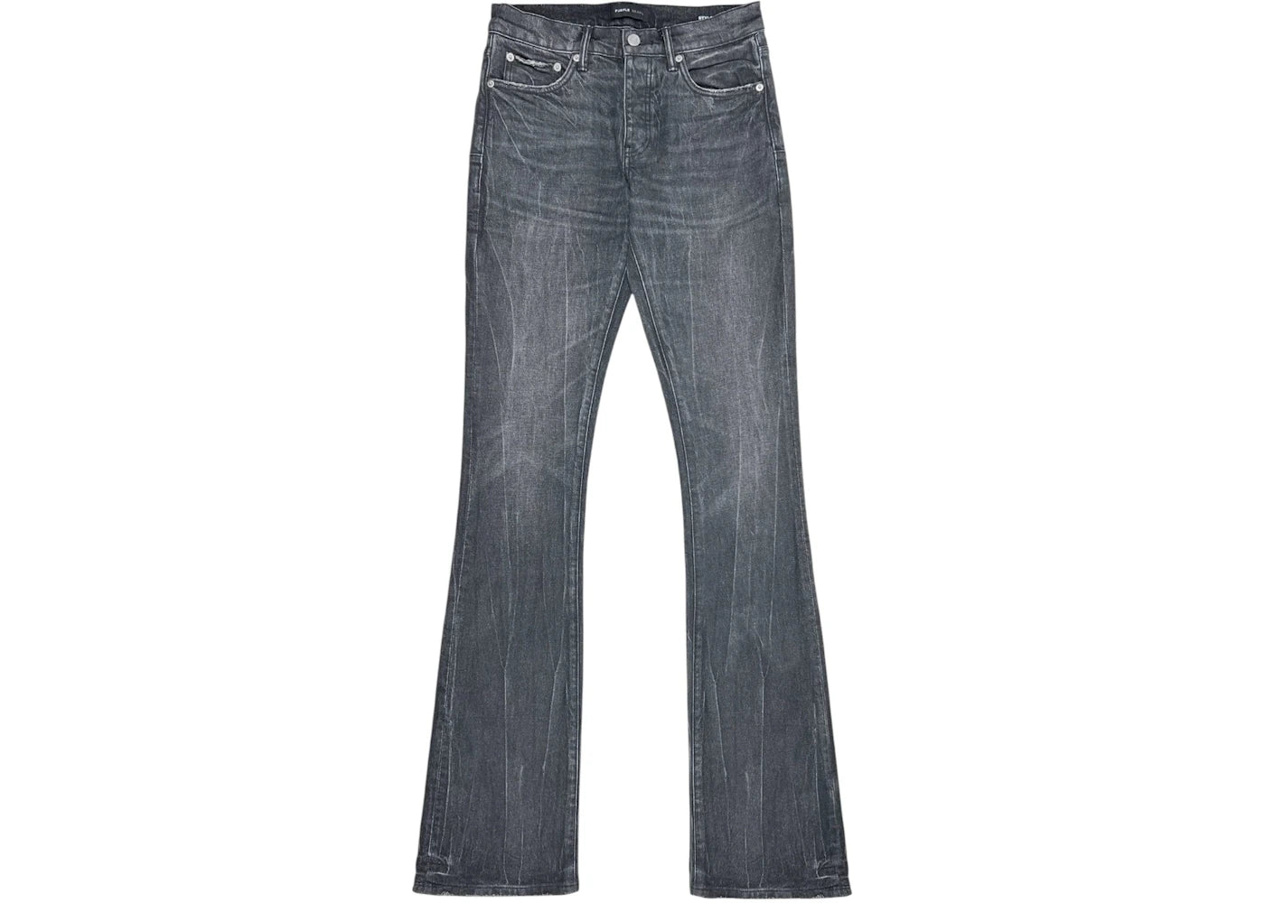 Purple Brand Super Stack Flare Coated Jean Black